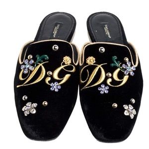 Like new Dolce & Gabbana Black Velvet Jackie Mules Size 39.5 / 8.5